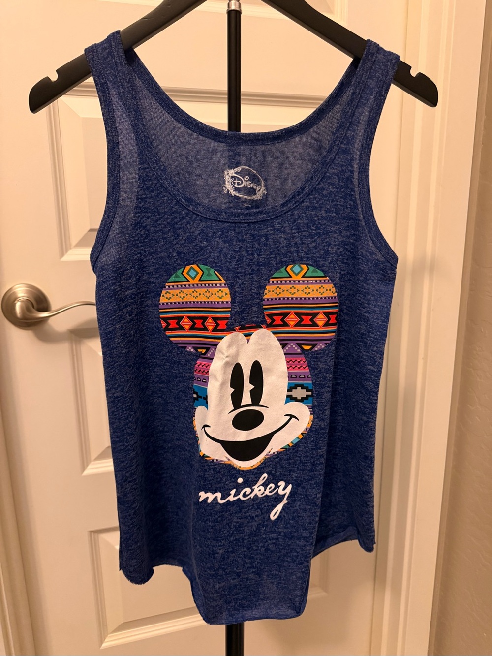 Disney Blue Girls' Mickey Sleeveless Tank with Multicolor Aztec Ears
